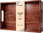 17 X 12 Inch Acacia Wood Serving Tray With Handles Multi-use Coffee Table Bed
