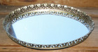 Vintage Ormolu Floral Filigree Vanity Dresser Mirror Tray Perfume Holder So29