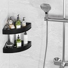 Black Corner Shower Caddy - Rustproof Aluminium Triangle Shower Shelf - No Dr   