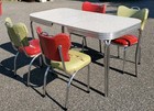Retro 50s 60s Chrome Dinette Set  Table W extension   4 Chairs