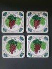 Vintage 1987 V    B  Ceramic Tile Coasters Grape Made In Greece Set Of 4