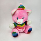 9  Vintage Mdm Import Pink Kitty Cat Rainbow Colors Stuffed Animal Plush Toy