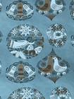 Vtg Christmas Wrapping Paper Gift Angel Bell Ornaments On Teal Blue 1960 Nos