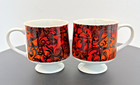 Vtg 2  Holt Howard 1967 Footed Coffee Mugs Red Orange Fire Swirl Rare  7534 Good