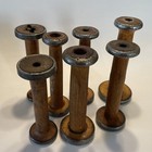 7 Vintage Wooden Industrial Textile Spools 