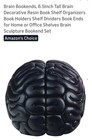 Modern Black Resin Brain Bookends Set  Science Theme  Home Office Library Decor