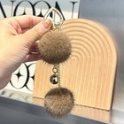 Cute Real Mink Fur Ball Pompom Keyring Bag Charm Bag Phone Pendant Gift Tassels