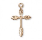  925 Gold Plated Sterling Silver Wheat Cross Medal Pendant Necklace  18  Chain
