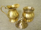 Vintage Pair Of Solid Brass Cream  creamer  And Covered Sugar Set  India
