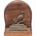 Wooden Bookends With Cast Iron Pheasant