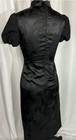 Women   s Black Satin Dragon Cheong-sam Qipao Dress M Mandarin Collar Slit