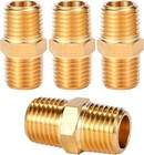 4 Pcs Solid Brass Pipe Fitting  Hex Nipple  1 4  X 1 4  Npt Male Pipe Adapter