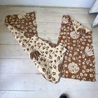 Set Of 3 Matching Pieces Vintage French 1930s Cotton Jacquard Floral Brown And