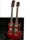 New Vintage Style Trans Red Double Neck 12   6 String Electric Guitar And Case