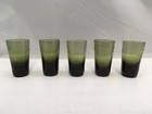 Green Etched Glass Shot Glasses Set Of 5 Floral Etching Pattern 2 5  