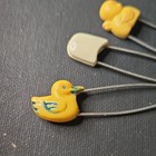 Vintage Baby Safety Pins Duck Design Yellow White Unisex Set