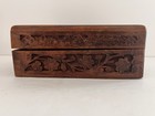 Vintage Carved Wood Jewelry Trinket Box With Inlaid Mother Of Pearl 6 x4 x2 5 