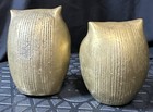 2 Vintage Owl Figurine Paperweight Metal Birds Paperweight