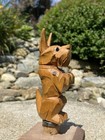Vintage Hand Carved Wood Glass Eyes Begging Dog Bottle Cork Stopper Pourer