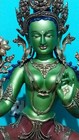 32 5  Tibetan Bronze 24k Gold Green Tara Guanyin Kwan-yin Bodhisattva Statue