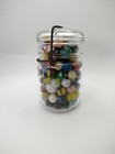 Jabo Swirl Marbles - 5 8    A Couple Shooters In A Vtg Atlas Glass Jar Uv Nm-m