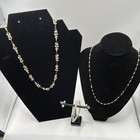 Vintage Faux Pearl Jewelry Lot 4pc Gold Tone Cluster Station Necklace Bracelet