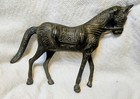 Antique Brass Middle Eastern Or Indian Ornate Horse Statue 