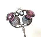 Antique Hatpin Double Amethyst Glass Thistles Horner 1906