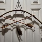 Native American Bow And Arrow Set 26  Long W 2 Arrows Feathers Beads Leather