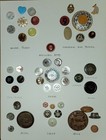 Vtg Framed Shadowbox Of Antique Buttons Carded Collection Metal Wood Horn Glass