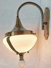 Vintage Art Deco Brass Milk Glass Wall Ceiling Fixture Sconces Ship Light Lamp 1