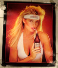 Vintage 1988 Coors Extra Gold Beer Poster Sexy Girl Headband Man Cave Bar Pin-up