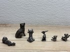 Vintage Lot Of 6 Pewter Animal Mini Figurines Cats Bears Bulls