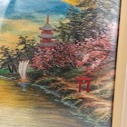 Vintage Japanese Embroidered Silk Wall Art Boats Mount Fuji Framed 12x19  Decor