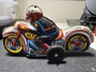 Vintage 3 5    Tin Litho Metal Friction Motorcycle Toy Made In Japan