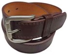 Men s Genuine Leather Casual Dress Plain Brown Belt W  Silver Buckle M l xl