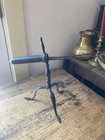 Rare  Antique Primitive 1700s Early 1800s Three Leg Wrought Iron Goffering Iron