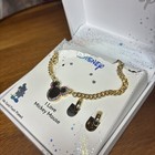 New In Box Disney Parks Mickey Mouse Gold Colored Earrings And Necklace Set