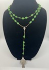Irish Shamrock Carved Green Glass Bead Ave Maria     Catholic Rosary