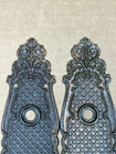 Pair Cast Iron Antique Victorian Doorknob Backplate Escutcheon Sargent 425rm
