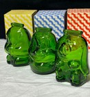 Showa Retro Adelia Glass Piggy Bank Pig Duck  Dog Set Of 3 Antique Vintage Japan