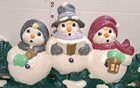 Vintage Snowman Ceramic Christmas Swag Wall Hanging Snowmen Trio Glitter