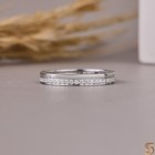 Thin Moissanite Wedding Band Ring   Minimalist Half Eternity Band  Stackable Pro