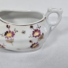Vintage Porcelain Invalid Drinking Cup Purple   Yellow Floral Flowers Gold Band