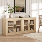71  Buffet Sideboard Cabinet With 4 Glass Doors Adjustable Shelves Coffee Bar