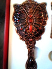 Unbranded Vintage Style Enameled Metal Hand Mirror   Comb Set