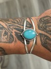 Sterling Silver Native American Sw Turquoise Braided Stacker Cuff Bracelet  925