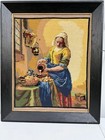 Vermeer The Milkmaid Framed Needlepoint Tapestry Wall Art 24  X 20 