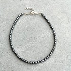 Black Hematite 2mm Faceted Beaded Bracelet   Dainty Minimalist Gemstone Jewelry