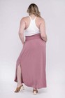 Zenana Plus Size Maxi Skirt W  Pockets Smocked Waist Side Slit Solid Color